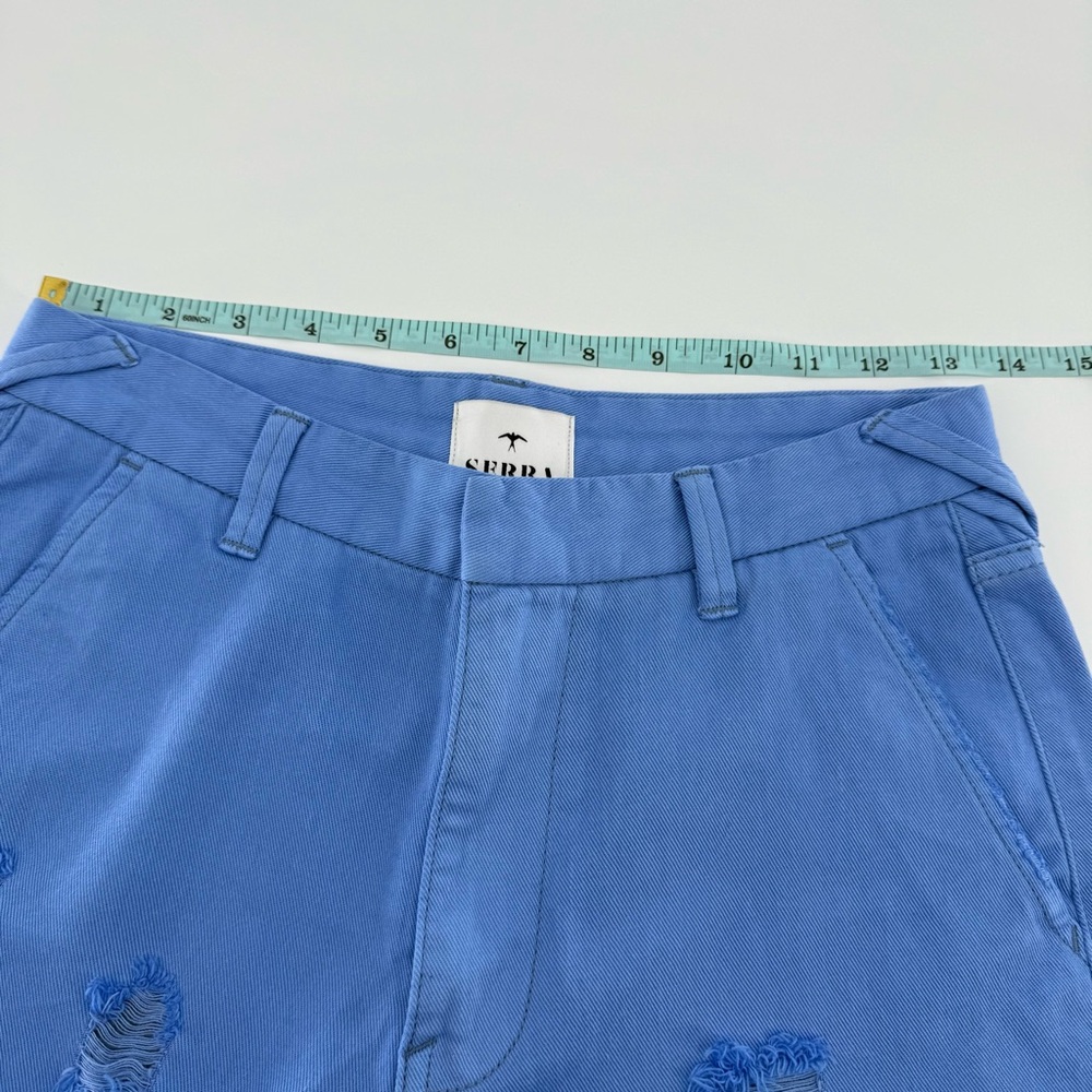 Serra Blue Jean Shorts with Frayed Edges - Picture 8 of 11